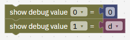show value 0 = 0, show value 1 = d.