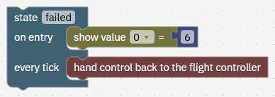 State failed: hand control back to the flight controller.