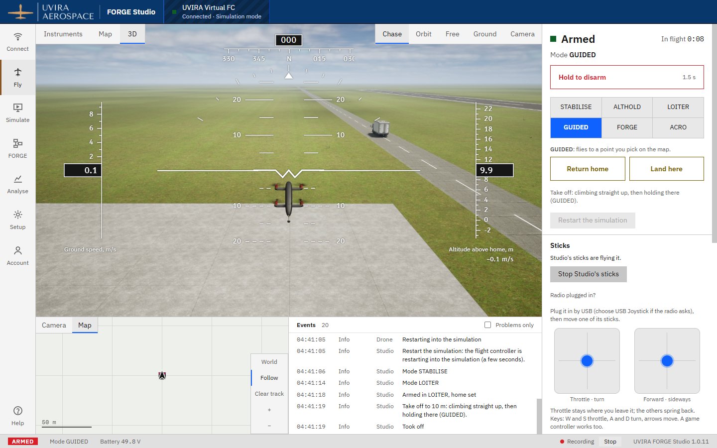 The QC-02 holding 10 m after Take off, mode GUIDED