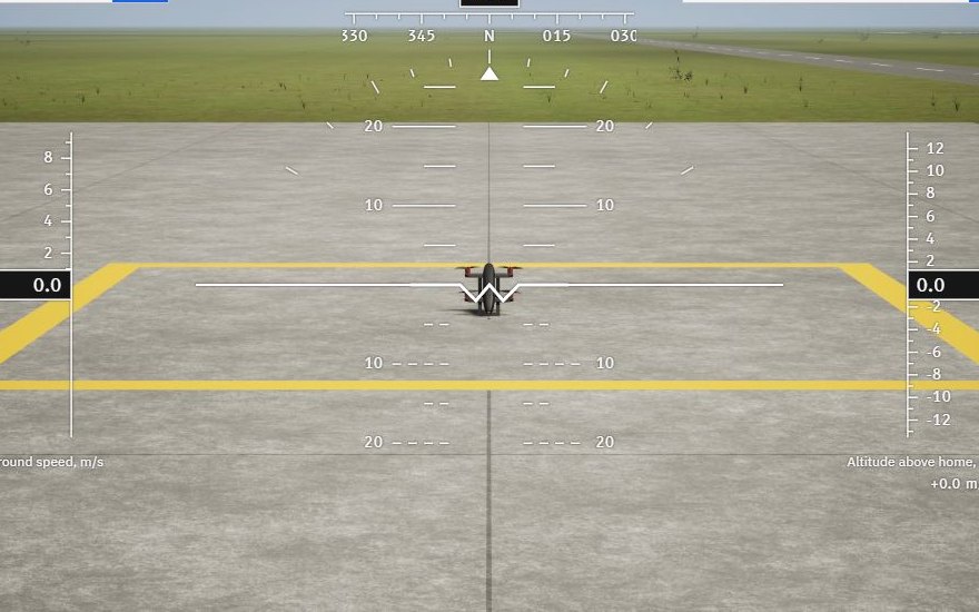 The drone hovering over the take-off square in FORGE Studio's 3D view